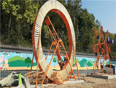 浙江省臺(tái)州市風(fēng)火輪，水上趣橋，網(wǎng)紅橋，網(wǎng)紅秋千，摩拜單車安裝完畢